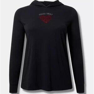 Rhinestone Heart Valentine's hooded shirt